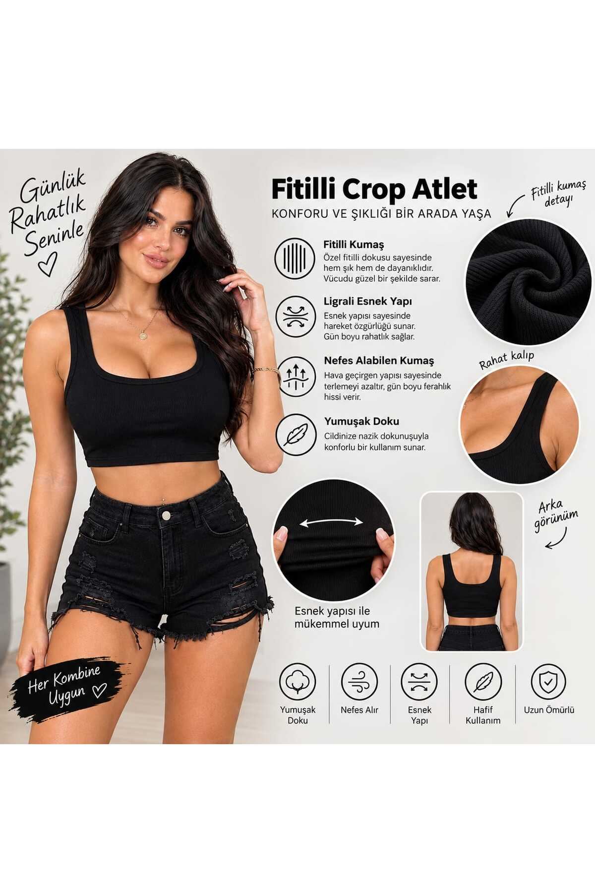 2 Li Spor Crop Büstiyer Yarım Atlet — görsel 6